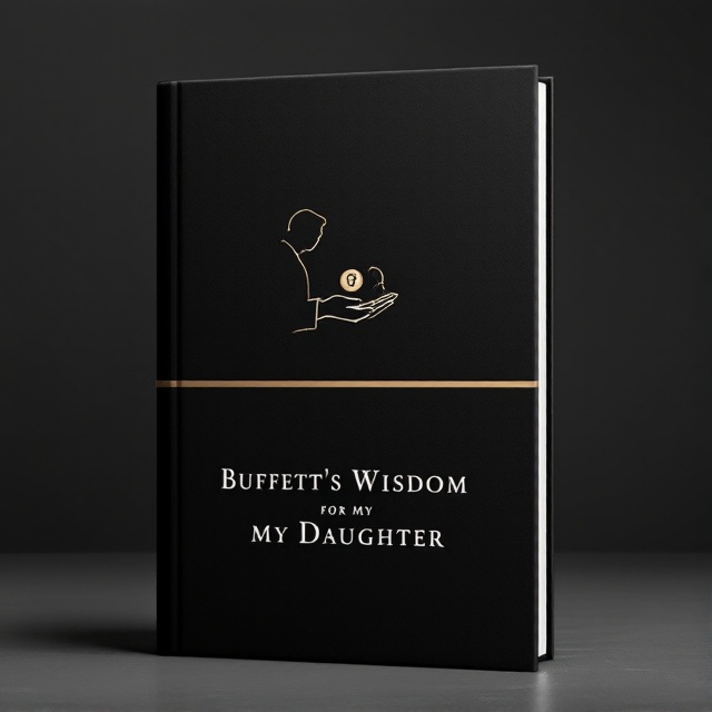 A clean black background with a minimalist silver outline icon of a father and daughter, where the father is extending a hand holding a small coin. The icon is centered, conveying family connection and wisdom. Below the icon, a thin horizontal silver line divides the space aesthetically.