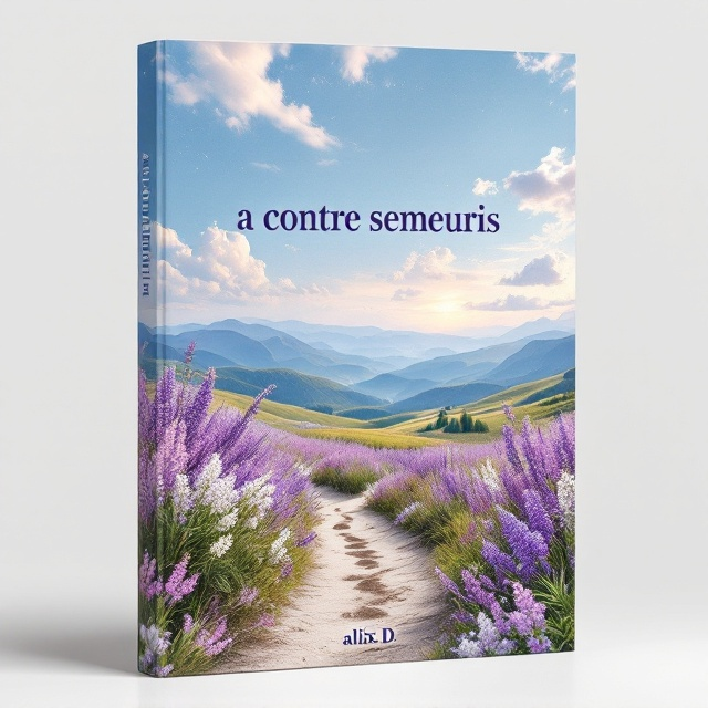 The cover features an expansive view of a Norwegian summer hiking trail surrounded by rolling hills and sprinkled with wildflowers. A burst of lilac and white flowers fills the foreground, while a vibrant blue sky adorned with soft, nostalgic cloud patterns dominates the top. The lower half of the cover subtly blends in footsteps on a dirt path, symbolizing the journey of love and memory.
