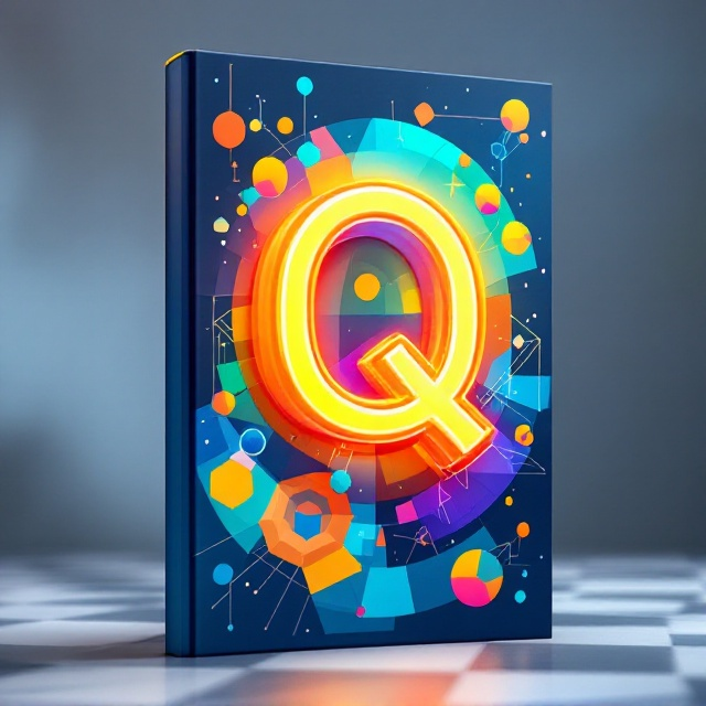 The cover features a vibrant and dynamic illustration of interconnected geometric shapes symbolizing strategy and intelligence. The shapes are seamlessly integrated into a colorful, abstract chessboard background. The center point of the design is a glowing stylized "Q" prominently coming out of the title "STrategiq," which is embedded in the artwork. Bright, cheerful tones of blues, oranges, and yellows dominate the palette, creating an inviting and happy visual aesthetic.