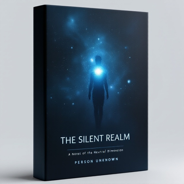 A dark, infinite expanse of deep cosmic blue fills the background, and in the exact center of the cover, there is a single, glowing orb or humanoid shape emitting a soft, ethereal light. Around it, faint, semi-transparent, abstract shifting shapes ripple outward, like shadows of things unseen or otherworldly dimensions. The subtle glow creates a gentle gradient fading into the darkness, creating an enigmatic atmosphere.