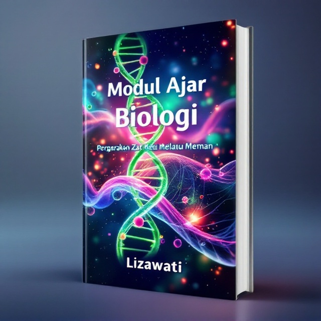A futuristic, semi-transparent cell membrane as the central visual element with molecules glowing in vibrant colors (green, blue, red) crossing through it, symbolizing the movement of substances. The background showcases a galaxy-inspired theme with subtle nebula textures, giving it a science-fiction vibe but rooted in biological sciences. In the foreground, a glowing silhouette of a DNA strand wraps around the title.