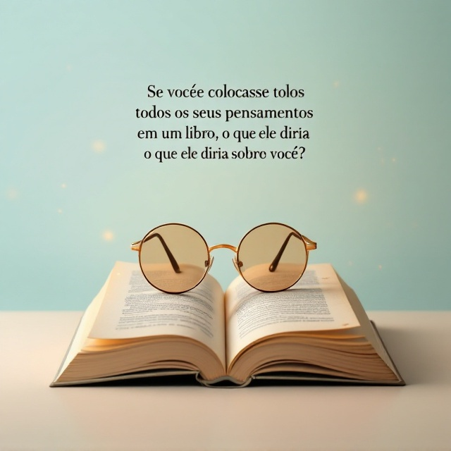 A soft pastel blue background fades into a gradient of warmer tones such as beige and peach. At the center of the cover, slightly tilted, lies a pair of vintage-style glasses with noticeable smudges on the lenses, evoking imperfection and vulnerability. The glasses sit atop an abstract representation of an open book, the pages filling with swirling, dream-like patterns representing thoughts and emotions. A faint shadow under the book gives a three-dimensional effect. Around the book, subtle reflective light shifts almost imperceptibly, inviting inquiry and introspection.