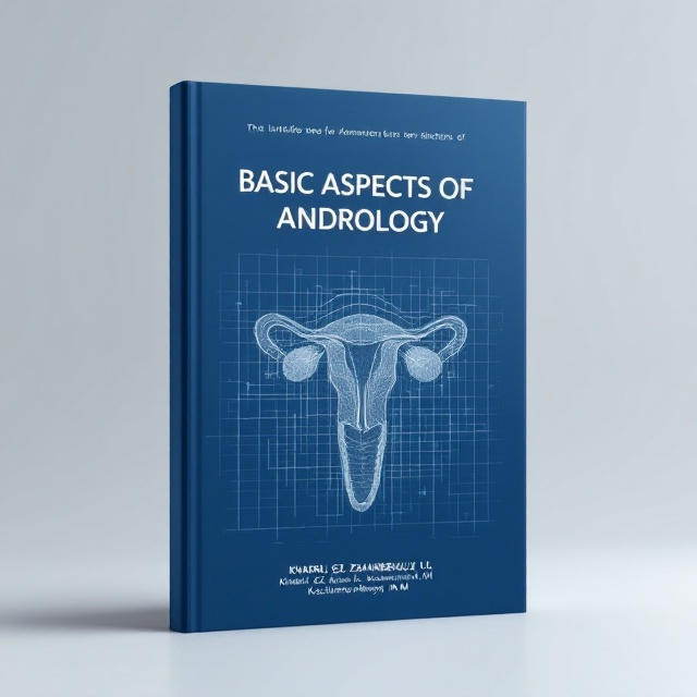 A clean, minimalist background in shades of professional blue and white, evoking a sense of trust and credibility. Centered on the cover is a simplified anatomical illustration of the male genitourinary system, rendered in subtle grayscale with faint blue accents for clarity and scientific tone. The illustration is accompanied by a faint grid overlay, enhancing the technical and precise feel. The title is prominently displayed at the top, with a subtitle area slightly below. Authors’ names and university affiliation are placed near the bottom in smaller font to maintain balance.