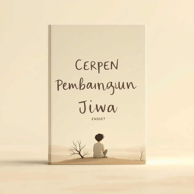 A minimalistic animated design featuring a solitary animated teenage figure sitting under an old, leafless tree on a vast and empty plain. The background is in varying shades of soft beige (krem), creating a melancholic, dreamy atmosphere. The figure is drawn in a delicate, sketchy style, with downcast eyes and an air of loneliness, emphasized by the absence of other elements in the scene. Gentle gradients in krem hues are used to create an aesthetic yet muted emotion of sadness.