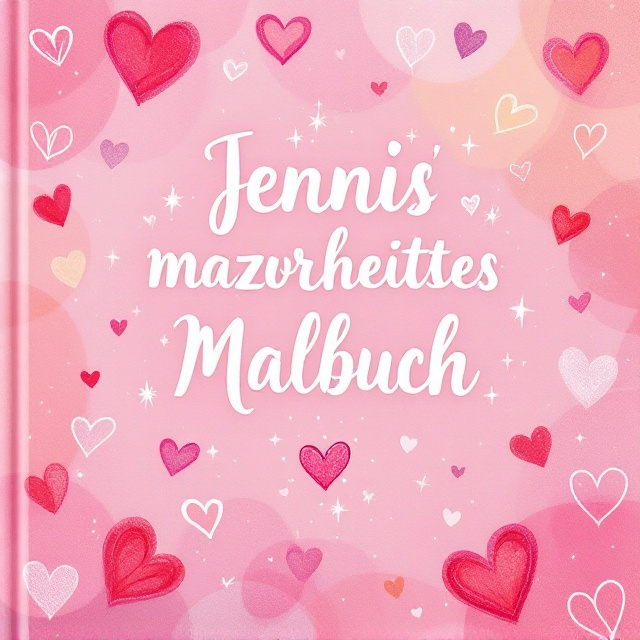 The cover features a whimsical illustration of a hand-drawn heart pattern in varying sizes, scattered across the background. In the center, there's a beautifully detailed, magical crayon with sparkles radiating outward. Around the crayon are floating, partially drawn hearts and doodles, showcasing a childlike and playful ambiance. Pink dominates the background, with gradients blending into soft pastel shades for depth and dimension.