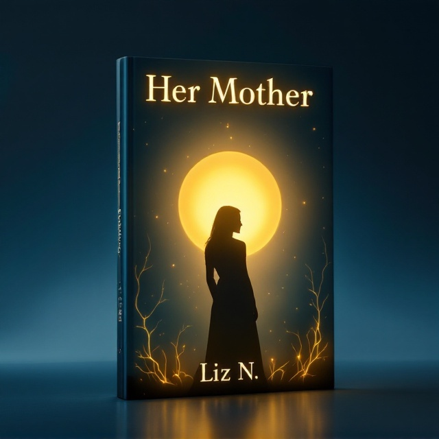 A dark, serene blue gradient dominates the background. At the center, there's a glowing, warm yellowish-gold bioluminescent light that seems to emanate from an abstract, soft-focus orb. Standing directly in front of this light is the silhouette of a woman—the outline is crisp and sharp, with her head slightly tilted, as if she's gazing into the unknown. Around the edges of the cover, faint streaks of dimly glowing bioluminescent patterns subtly resembling vines or veins add intrigue. The overall tone of the cover evokes mystery and curiosity, pulling the reader in.
