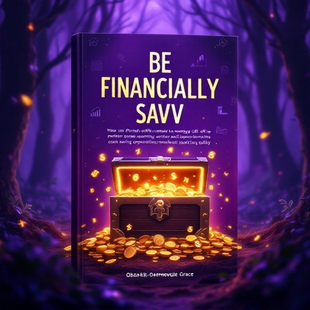 A flaming glowing treasure chest in the middle of an adventurous, misty purple forest. The chest lid is half-open, and golden, sparkling numbers and coins are spilling out, signifying financial mastery. A subtle, mysterious light emanates from the chest, blending into the purple mist. Faint silhouettes of graphs, software icons, and dollar signs are visible in the background, creating a sense of curiosity and blending the theme of financial software with adventure.