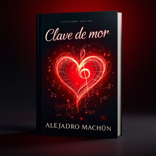The cover features a treble clef entwined with a glowing, abstract heart in the center. The heart and treble clef are intertwined in a way that suggests movement and rhythm, symbolizing love and music. The heart has a textured, gradient look, fading from deep crimson at the edges to a soft ruby red in the middle. The background is a rich, dark red that softly fades into black at the corners, creating a mysterious and emotionally intense atmosphere. Subtle musical notes and staves trail off behind the focal treble clef-heart, giving the piece depth and harmony.