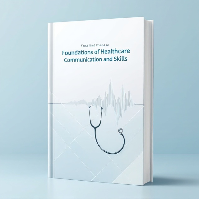 A minimalist design featuring a single, sleek stethoscope coiled into an abstract wave form resembling a soundwave, symbolizing communication. The background transitions from a soft gradient of white to light blue, evoking a clean and professional tone. Subtle geometric lines intersect diagonally to add modernity and a sense of precision.