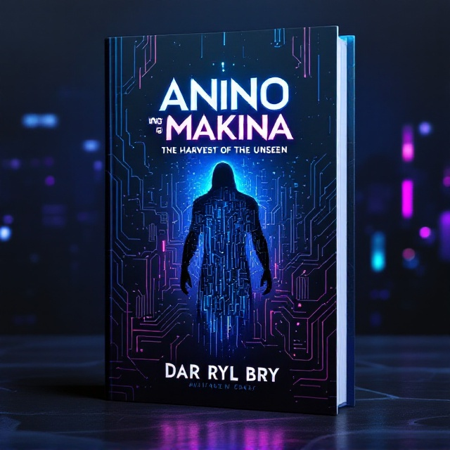 Dark metallic hues dominate the cover, with neon accents of blue and purple reminiscent of a bustling cyber city. In the foreground, a semi-transparent silhouette of a scavenger ghost merges within a labyrinth of circuit patterns. The backdrop features a sprawling futuristic cityscape, dotted with towering skyscrapers and glimmering LED lights that fade into the shadows.