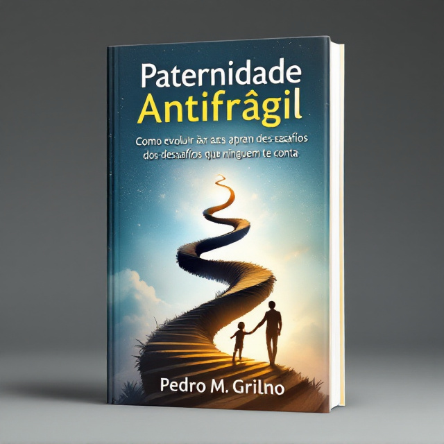 A dynamic illustration featuring a spiral pathway leading upwards, symbolizing evolution and growth. A father is depicted walking hand in hand with his child on this pathway. The background is a gradient transitioning from dark to light, symbolizing the journey from challenges to enlightenment and confidence.