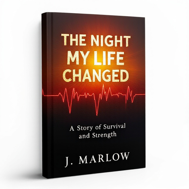 A striking cover with a gradient background transitioning from deep inky black at the bottom to vibrant golden-yellow at the top. Central to this composition is a stylized EKG line in various shades of red, forming the silhouette of a rising sun. The peaks and valleys of the EKG line create extensions that appear as sun rays, symbolizing both the struggle and triumph of the heart.