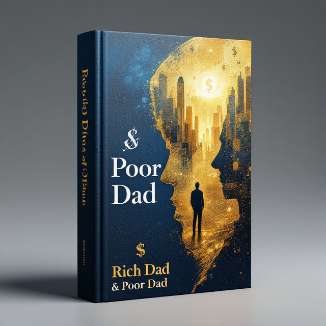 The cover features a bold, rich color palette of deep blues and golds, symbolizing wealth and success. A split, diagonal composition divides the cover into two sections—a skyscraper skyline on one side representing ambition and business, while a silhouette of a thinking face emerges on the other, symbolizing strategy and decision-making. At the center, a prominent dollar sign is subtly integrated, combining both abstract artistry and direct symbolism.