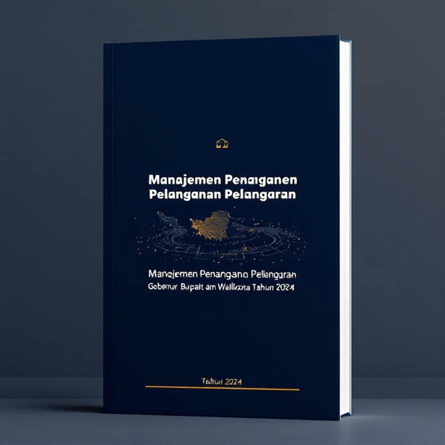 A minimalist design with a dark, deep blue background symbolizing seriousness and authority. In the center, a balanced scale icon overlays a thin and transparent outline of Indonesia’s map, with a subtle grid pattern fading into the background. Small fragmented lines and dots orbit the map, creating a sense of meticulous detail and analysis.