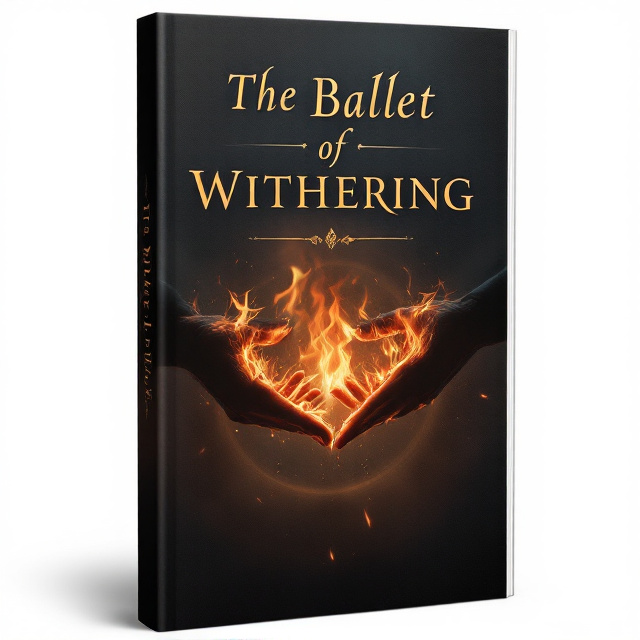 A dark, smoky background with hints of embers glowing subtly. Centered is the silhouette of two hands reaching out toward each other, fingers almost touching, but one hand is engulfed in flickering, realistic flames. The hands are set within a faint circular glow that looks mystical, like a spellbinding aura, grounding the fantasy genre.