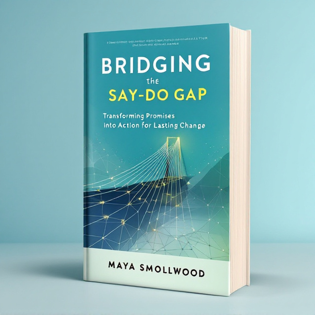 A modern, clean design featuring an abstract bridge formed by geometric shapes and connecting lines that evoke a sense of connection, growth, and progress. The bridge rises diagonally across the cover, suggesting movement and transformation. The background is a gradient of cool blues to soft greens, representing calm empowerment and growth, with subtle data-inspired elements such as faint, abstract network lines in the background.