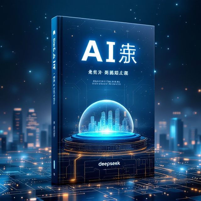 A futuristic cityscape with modern skyscrapers reflects advanced AI technology, emerging from a misty blue background with glowing circuits embedded. The central focus is on a mysterious "secret tower" or "秘塔" symbolizing advancement and exploration. A semi-transparent dome reveals the tower's interior—a bean-shaped AI core ("豆包") glowing softly. Faint constellations and grid lines convey the feeling of science fiction and curiosity. The title “中国AI的崛起” hovers above the cityscape, large and eye-catching, framed by radiating digital waves, while "deepseek" appears as a subtle logo at the base, seeming like a tech insignia integrated into the circuitry.