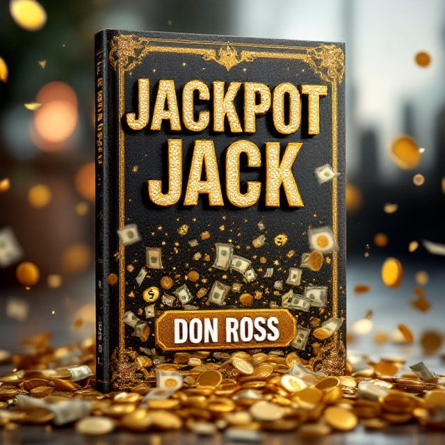 A giant, golden lottery ticket embedded with sparkling diamonds stands in the center of the cover. Streams of paper money cascade down from it toward the bottom of the cover, pooling into a bed of gold coins. In the background, blurred silhouettes of a city skyline suggest wealth and opportunity, while a shadow of a faint pair of empty pockets in the bottom-left corner contrasts the lavish imagery. The overall tone is vibrant and lighthearted, with playful animations of dollar signs and confetti scattered throughout.