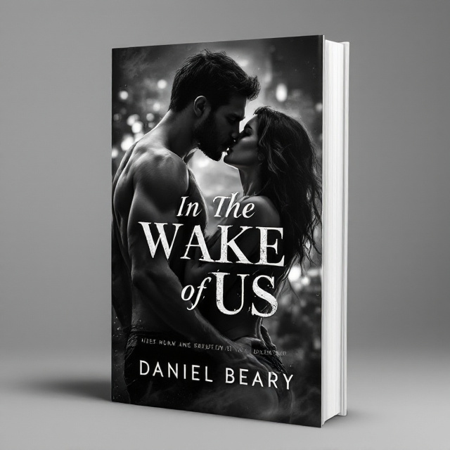 The cover showcases a dark, moody black-and-white image of a man and woman locked in an intense, passionate kiss, partially undressed, with the shadows accentuating the raw, messy nature of their relationship. The background is a blurred cityscape at night to evoke a sense of chaotic romance and toxicity. There’s subtle smoke swirling around the edges, creating a mysterious and dramatic atmosphere.