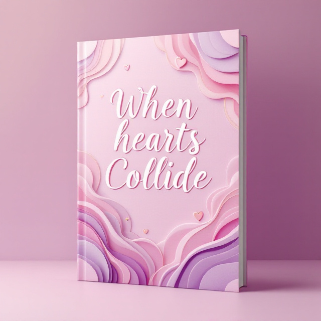 A pastel pink background with soft, flowing, abstract heart-like shapes lightly embossed into the surface, creating an elegant tone. Subtle streaks of pastel purple gradient blend into the edges as if two colors are colliding in harmony. Thin, minimalist line accents in metallic gold weave through certain areas, adding a touch of sophistication.