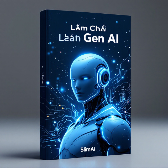A central, futuristic blue-toned robot with sleek lines dominates the cover, positioned against a backdrop of swirling digital data streams. The data streams evoke a sense of movement and interconnection, flowing dynamically around the robot. Flecks of light and subtle binary code patterns overlay the scene, suggesting a fusion of technology and intelligence.