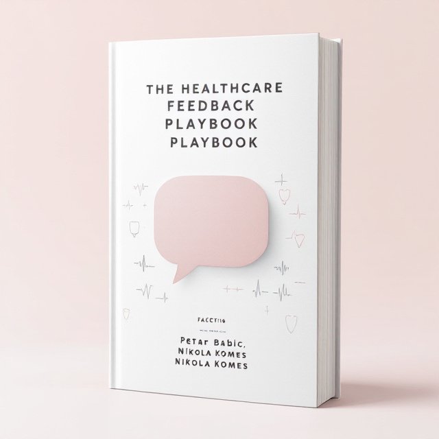 A simple speech bubble graphic in the center, colored in FACC16, surrounded by subtle healthcare symbols like stethoscopes and pulse lines on a soft white background.