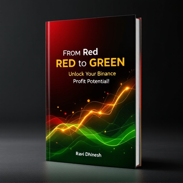 The cover features a dynamic gradient that smoothly transitions from deep red at the top to a vibrant green at the bottom. Subtle icons representing Bitcoin, Ethereum, and a semi-transparent Binance logo are intricately woven into the gradient. An elegant, sleek upward-trending graph line is depicted across the cover, adding a semblance of constant growth. The Binance logo, glowing softly, is placed in the bottom right corner to stand out yet remain integrated with the main theme.