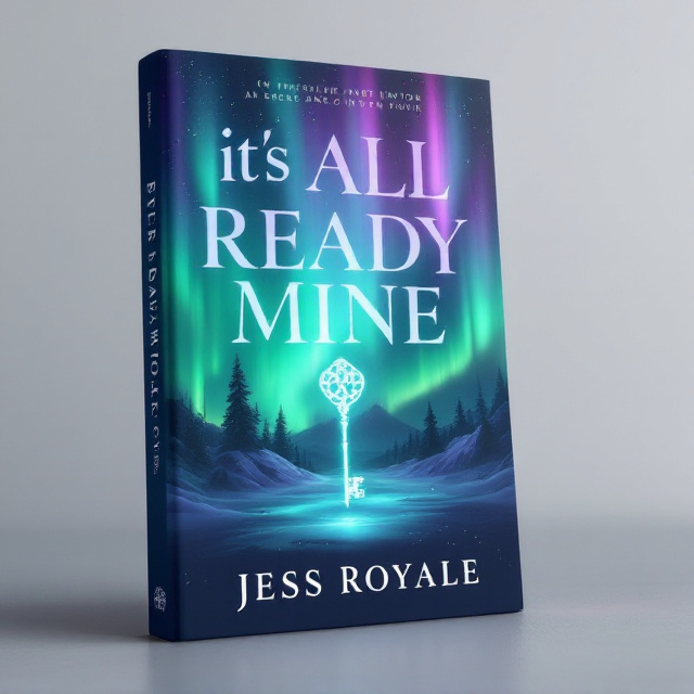 An ethereal scene with the Aurora Borealis stretching across the upper half of the cover, painted with vibrant greens, purples, and soft hints of blues. At the center of the design, an intricate jade-colored key glows faintly with light, positioned vertically as if unlocking the sky itself. The background fades into a gradient of obsidian at the bottom, with faint sparkles of stardust scattered across the edges for depth and magic.