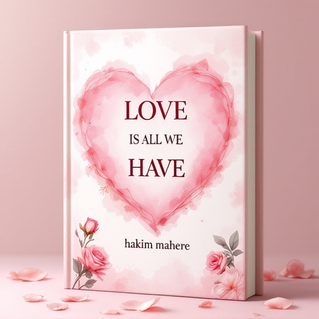 A soft, pastel-pink background with faded blooming roses scattered across the edges, overlaid by a watercolor heart in the center. The heart subtly blends with the roses, exuding a dreamy and romantic vibe. A faint texture of handwritten love letters appears as part of the background for added intimacy.