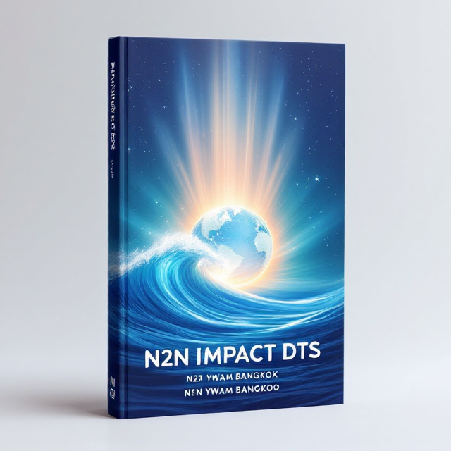 A serene ocean wave creates a gentle curve across the cover, blending seamlessly into a glowing globe at its apex. The globe emits radiant light beams extending into the background, which shifts from deep blue at the base to a lighter, uplifting blue at the top. In the foreground, a bold, flowing flag is positioned at the left, symbolizing empowerment and movement. Subtle textures of stars scattered across the background echo a spiritual and heavenly theme.