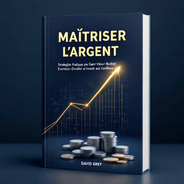 A minimalist navy-blue background with a subtle gradient effect, transitioning from deep blue at the bottom to a calmer shade near the top. In the center, an elegant golden line graph symbolizes financial growth, with its peak crossing over neatly stacked silver coins and a few gold ones on the bottom right. A soft light glow around the coins adds to the visual focus. Beneath the graph, a slim, transparent overlay of subtle data charts symbolizes financial planning. At the top, a faint image of a horizon symbolizes freedom and growth.
