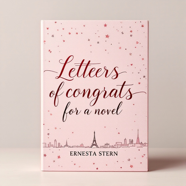 A textured background in pastel blush pink evokes a chic and feminine mood, reminiscent of Parisian aesthetics. Overlaid are elegant, swirling handwritten words resembling sentimental letters. The handwritten elements are scattered, creating a poetic feeling, and a subtle sketch of the Paris skyline is faintly visible in the background.
