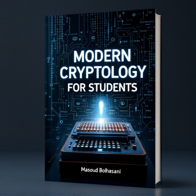 The cover prominently features an artistic depiction of an Enigma machine merged with a modern computer interface. The Enigma machine is placed in the foreground, intricately detailed, while lines of binary code fade into the background, creating a sense of depth. Layers of cryptographic diagrams and cipher patterns flow like digital streams across the design, connecting the Enigma machine and the computer screen. A mysterious glowing effect emanates from the center, symbolizing "secrets unlocked." Hues of dark blue, black, and metallic silver dominate the overall color palette, evoking a sense of mystery and intelligence.