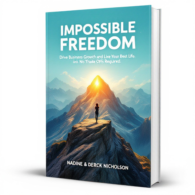 A striking illustration of a rugged mountain range dominates the cover, extending from the bottom to the top of the layout. The plateau is placed centrally, with a dynamic portrayal of a woman entrepreneur standing on the plateau, gazing upwards at the glowing summit. The summit is enveloped in warm sunlight, symbolizing aspiration and achievement. The background seamlessly blends shades of teal and soft gradients, creating an uplifting mood.