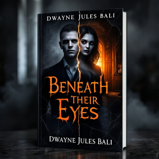 A dark, cracked mirror spans the center of the cover, splitting the design vertically. On the left side, a somber, pale man with hollow eyes stands in front of a tattered room setting, blending into a shadowy background. On the right side, his reflection, a more sinister version with malevolent eyes, appears to inhabit an opulent but decayed room filled with ghostly orange light. Swirling smoke and fog blur the distinction between the sides, adding an eerie sense of disorientation. Black and gray dominate the background, while orange light flickers within cracks of the mirror, suggesting the horror lurking within.