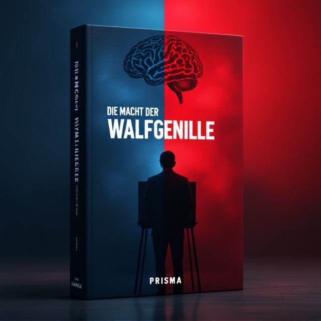 A dramatic scene with a split-color background in deep red and dark blue, symbolizing political division. A bold silhouette of a person stands center-stage, their frame shadowed but subtly illuminated from behind for depth, symbolizing the weight of choice. The blurred forms of a voting booth sit in the backdrop, keeping the focus on the individual’s inner conflict. Slightly visible are faint overlapping swirls resembling brainwave patterns in the background, representing psychological struggle. A shadowy vignette effect darkens the edges, emphasizing the central figure and enhancing a moody, emotional ambiance.