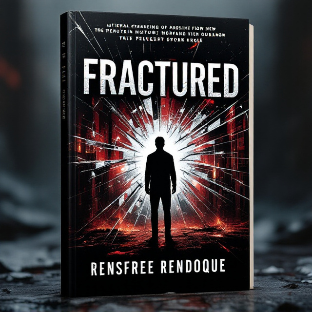 A shattered glass motif dominates the center of the cover, spreading out like a spiderweb. Behind the shards, a silhouette of a lone figure stands amidst a fiery, desolate urban landscape. Subtle motion blur adds a sense of kinetic energy, while muted tones of red, black, and steel gray create a gritty, action-packed atmosphere.
