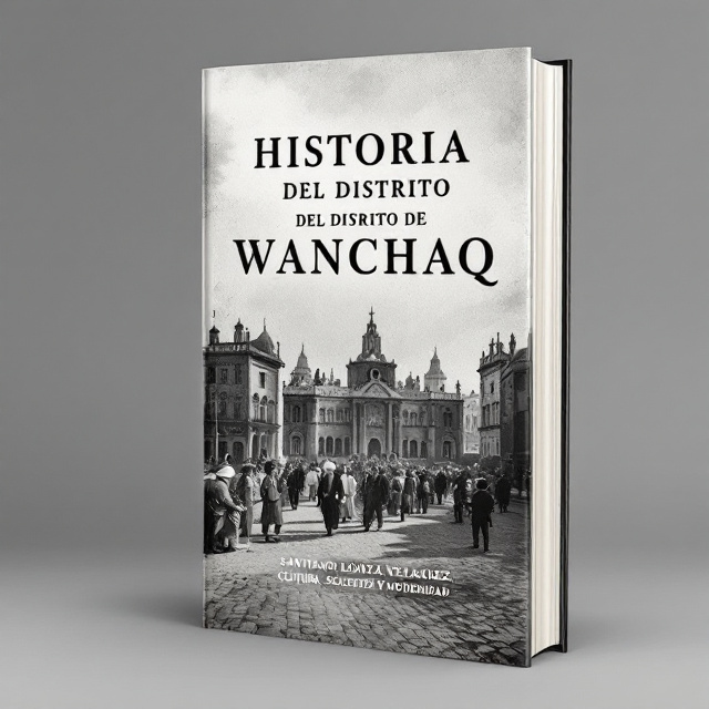 The background features a high-resolution black-and-white photograph of a historical landmark or cultural scene from the district of Wanchaq. The image is slightly faded at the top and bottom, allowing the text to dominate yet blend harmoniously. A subtle textured overlay adds depth, giving the cover a timeworn, archival aesthetic.
