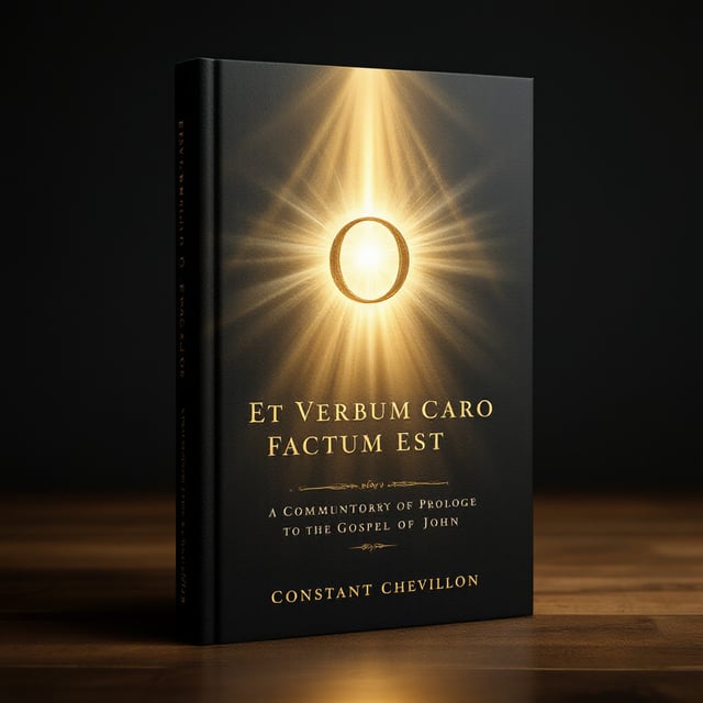 The cover features an ethereal scene where light dramatically emerges from a deep, dark background. In the center, rays of light form the Greek word "Λόγος". Soft, golden rays extend outward, creating a sense of divine illumination. Subtle textures evoke an ancient manuscript. The background transitions smoothly from dark to light, emphasizing the concept of creation from void.