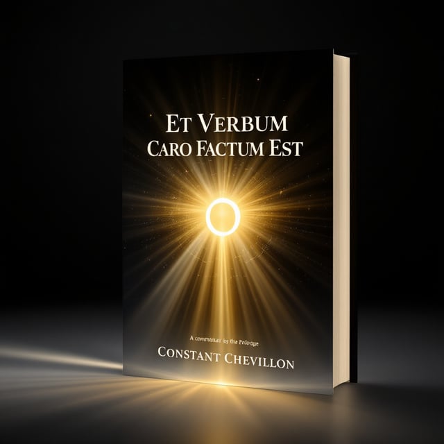An artistic rendering of light expanding from the center of the cover, creating a contrast against a dark background. Rays of light will form the Greek word 'Λόγος' in a mystical, luminescent script. Subtle, ethereal hints of celestial elements or abstract representations of creation can be intertwined within the rays.