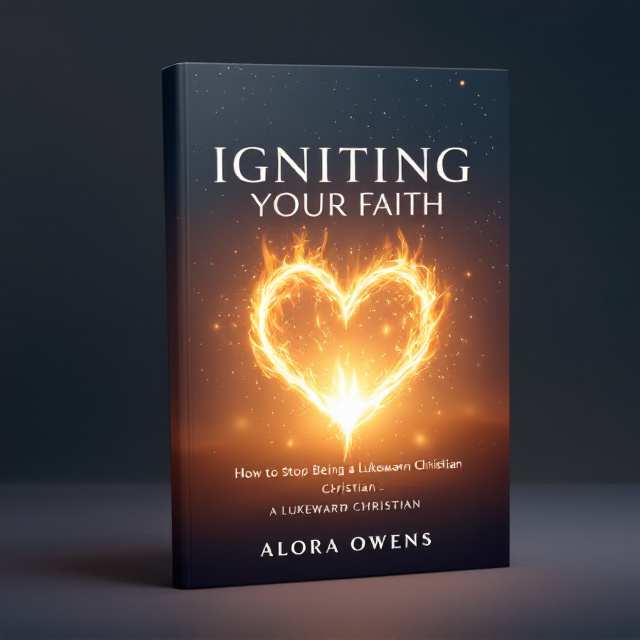 A glowing flame is depicted in the center of the cover, surrounded by soft golden and amber hues that radiate outward, symbolizing warmth and faith. The background transitions into a subtle gradient of deep blues and purples, representing the night sky, with faintly visible stars symbolizing hope and guidance. The flame takes the shape of a stylized heart, tying in themes of love and devotion. Subtle light rays emanate from the flame, giving the composition an ethereal and uplifting aesthetic.