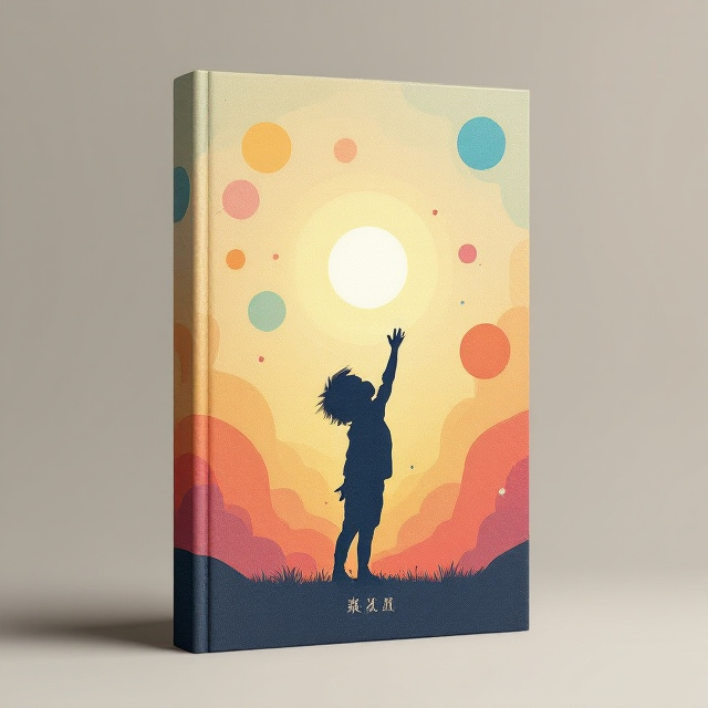 A silhouette of a child reaching up towards a radiant light source surrounded by abstract shapes symbolizing growth and potential. The background is a gradient transitioning from warm to cool colors, representing the emotional evolution and development of the child.