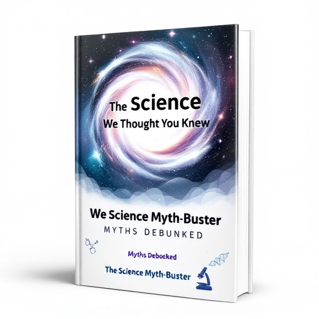 A spiral galaxy dominates the top section of the cover, showcasing its glowing, swirling hues of white, blue, and purple. Below it, a caffeine molecule appears prominently in the center as a sleek diagram in black. On the bottom left corner, an elegant double-helix DNA graphic winds upward, while a precise, realistic illustration of a microscope occupies the bottom right. The background is white with soft light-blue accents resembling subtle beams of scientific light.