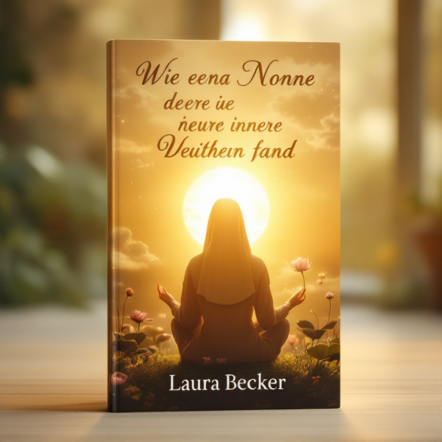 A serene and inviting scene is depicted on the cover, featuring a golden, radiant sun emerging from behind a silhouette of a nun in meditation, seated in a tranquil garden. Soft, warm hues of yellow and gold envelop the scene, casting a gentle glow that symbolizes enlightenment and inner peace. Subtle accents of ethereal clouds and delicate lotus flowers enhance the spiritual ambiance.