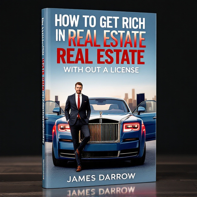The cover features a luxurious Rolls Royce Phantom in soft blue, positioned at the center. The left rear door is open, and a gentleman in a tailored suit stands confidently with one foot on the front bumper, embodying success and wealth. In the background, a hint of a city skyline adds depth and context. A pinch of red highlights, such as the car’s taillights and gentleman's tie, add a touch of sophistication and vibrancy, completing the happy yet aspirational mood.