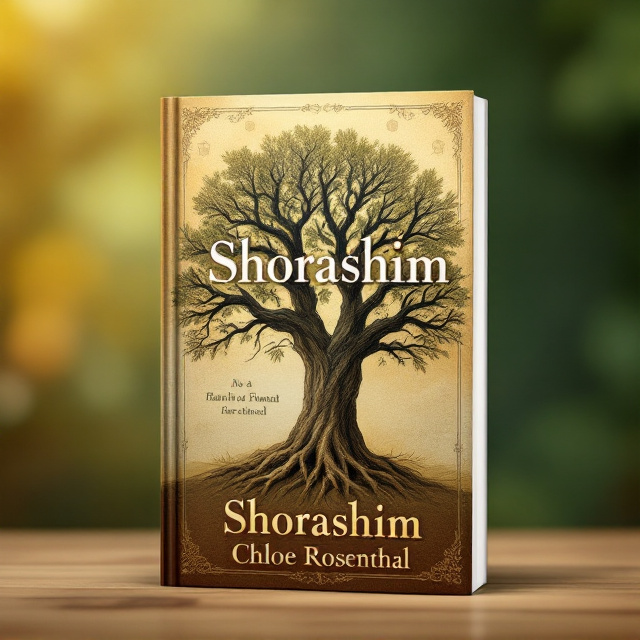 A thick, ancient tree with a strong trunk dominates the cover. The tree has two prominent branches that split symmetrically, with the left branch visible on the front cover and the right branch extending to the back cover. The tree's roots extend visibly into the earth, symbolizing deep history and connection. The background is a gradient of warm golden hues blending into soft greens, suggesting life and happiness. Subtle etched patterns of family trees and historical symbols are faintly overlaid in the gradient, creating a sense of depth.