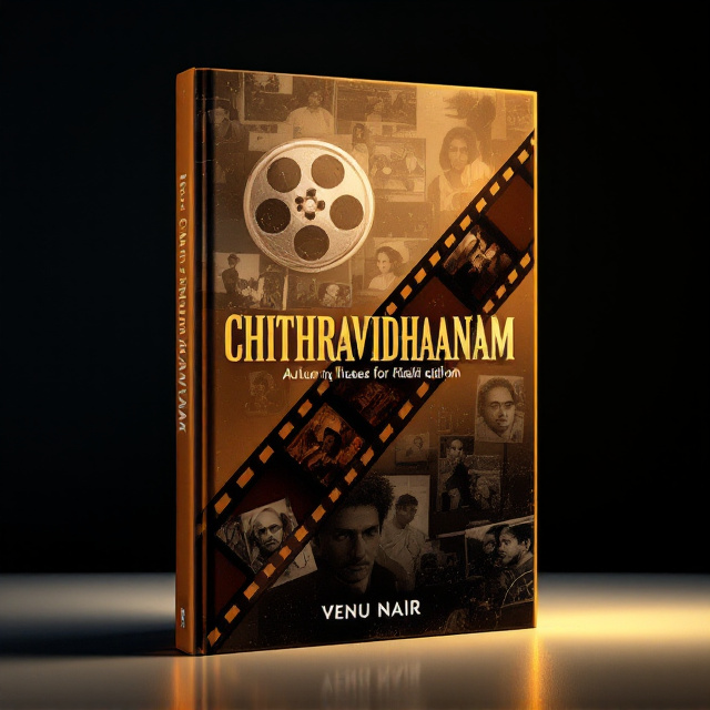 A vintage film reel is placed diagonally across the cover as the central element. It is surrounded by faint, overlapping images of monochrome stills from iconic movies. The background is a gradient transitioning from sepia tones to a deep black, with subtle light leaks to give a cinematic feel. A spotlight effect behind the title creates a glowing aura.