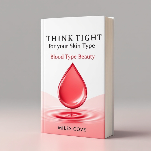 A minimalist, clean design with a white background featuring a water droplet subtly tinted in red to signify blood type. The droplet transitions fluidly into a silhouette of a woman's face, symbolizing beauty and health. A semi-transparent overlay in pale pink crosses the bottom of the cover, giving a soft yet striking touch.