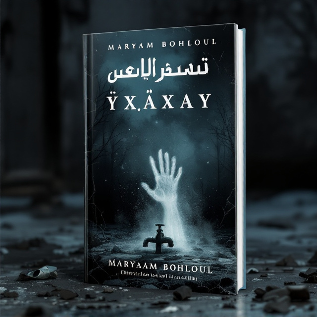 A dim, ominous yard under a moonless sky is depicted at the center of the cover. A broken faucet is visible with a faint outline of a bruised and spectral white hand emerging from a swirling cloud of dust. Broken remnants of objects, such as a shattered fishing reel, are scattered across the ground. The background features a faint silhouette of a dark storeroom door, slightly ajar, emitting a cold, eerie glow. Otherworldly shadows elongate and ripple subtly across the entire scene.
