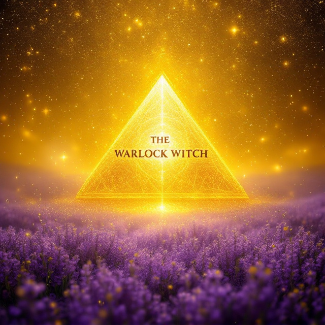A glittering yellow sky dominates the upper section of the cover, sparkling with delicate, magical fractal-like patterns. In the center of the sky, a fading yellow pyramid card suit symbol seems to dissolve into golden light, radiating mystery. A majestic golden dome subtly encases this scene, blending seamlessly into the background. Beneath, a lush violet meadow stretches across the bottom of the cover, transitioning smoothly into the glimmering yellow above. Fine magical particle effects subtly connect the elements, creating harmony and a sense of enchantment.